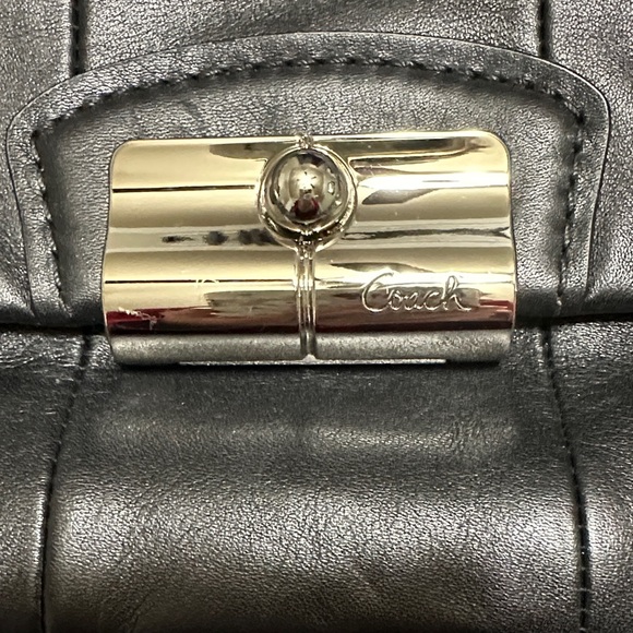 ⭐️#14769 Coach Kristin Black Leather Hobo Bag Silver Hardware Blue Interior - Picture 6 of 13